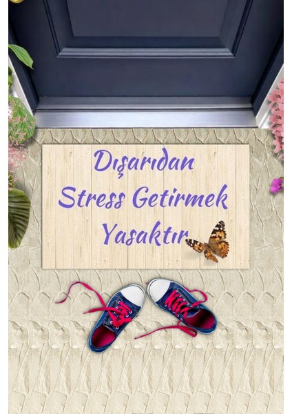 Dijital Baskı Krem Kelebek Desen Kapı Önü Paspası K-1016 fiyatları