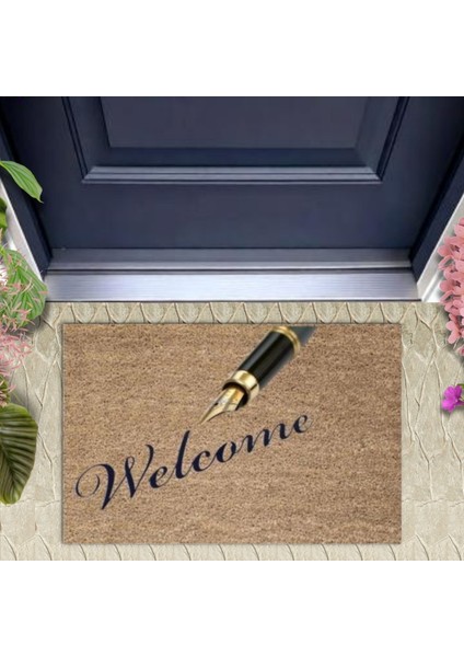 Kapı Önü Paspası Dekoratif Dijital Baskı Welcome P-2458