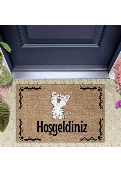 Kapı Önü Paspası Dekoratif Dijital Baskı Hoşgeldiniz P-2415