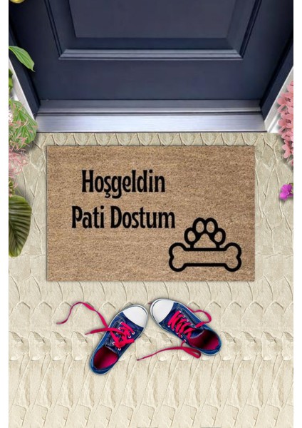 Kapı Önü Paspası Dekoratif Dijital Baskı Hoşgeldin Pati Dostum P-2422 fiyatları