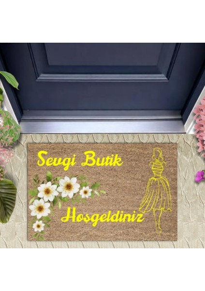 Kapı Önü Paspası Dekoratif Dijital Baskı Butik Hoşgeldiniz P-2445