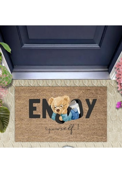 Bej Kapı Önü Paspası Enjoy Yourself Ayıcık Desen K-3337