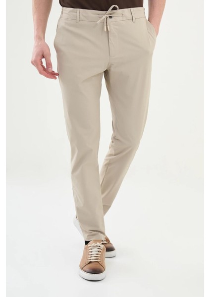 Düz Super Slim Fit Beli Lastikli Ipli Erkek Pantolon 38290
