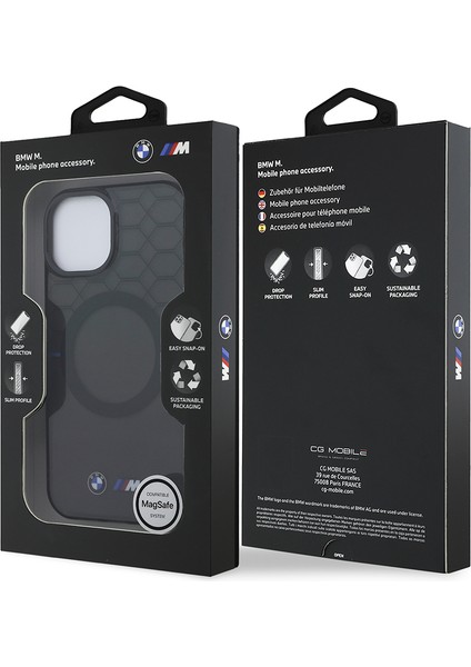 iPhone 15 Uyumlu Kılıf Bmw Orjinal Lisanslı Magsafe Şarj Özellikli Transparan M Dizayn Kapak Gri