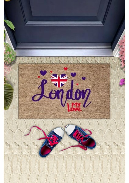 Dijital Baskı Kahverengi London My Love Paspas K-3154 fiyatları