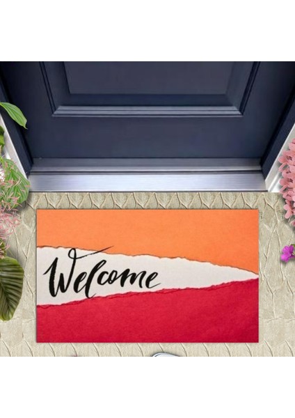 Kapı Önü Paspası Dekoratif Dijital Baskı Welcome P-2344