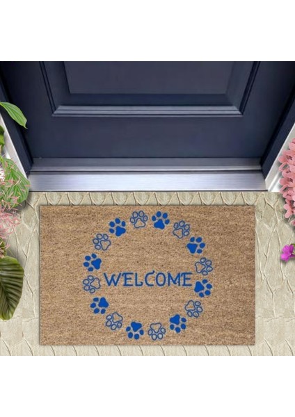Kapı Önü Paspası Dekoratif Dijital Baskı Welcome P-2472