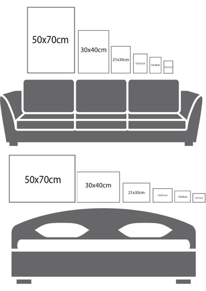 Sarı Ahşap Çerçeveli Mutfak Tablosu Seti, 3 Parça, Dekoratif Posterler