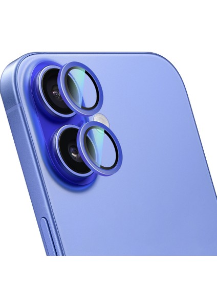 iPhone 16 Uyumlu Alloy Serisi Oleofobik Anti Reflective Kamera Lens Koruyucu Mavi fırsatları