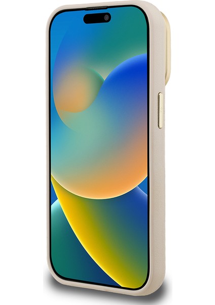 iPhone 15 Pro Uyumlu Kılıf Guess Orjinal Lisanslı Grained Yazı Logolu Kamera Standlı Kapak Bej indirimleri