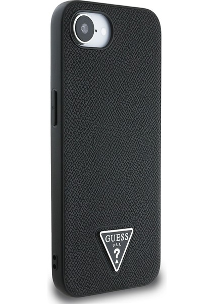 iPhone 16E Uyumlu Kılıf Guess Orjinal Lisanslı M-Safe Şarj Özellikli Grained Triangle Kapak Siyah fırsatları