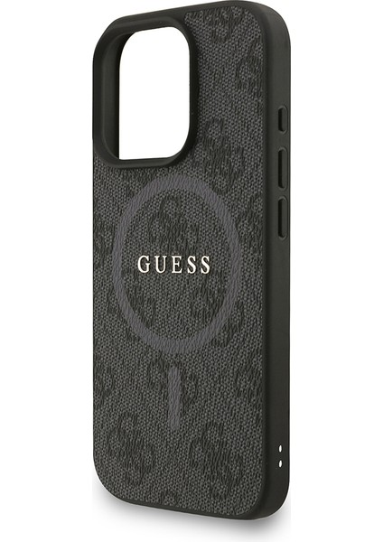 iPhone 16 Pro Max Uyumlu Kılıf Guess Lisanslı M-Safe Uyumlu Bilek Askı Ipli Yazı Logolu Kapak Siyah