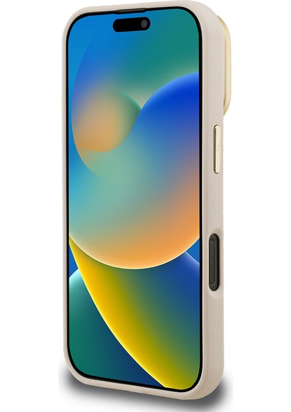 iPhone 16 Pro Uyumlu Kılıf Guess Orjinal Lisanslı Grained Yazı Logolu Kamera Standlı Kapak Bej indirimleri