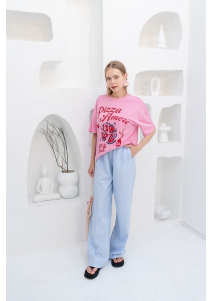 Pizza Amore Grafikli Oversize T-Shirt fiyatları