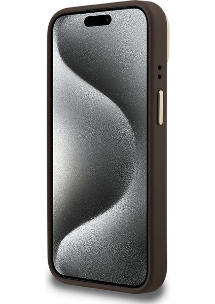 iPhone 15 Uyumlu Kılıf Guess Lisanslı Metal 4g ve Yazı Logolu Kamera Standlı Kapak Kahverengi indirimleri