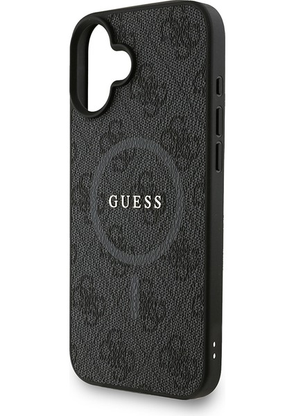 iPhone 16 Plus Uyumlu Kılıf Guess Lisanslı M-Safe Uyumlu Bilek Askı Ipli Yazı Logolu Kapak Siyah