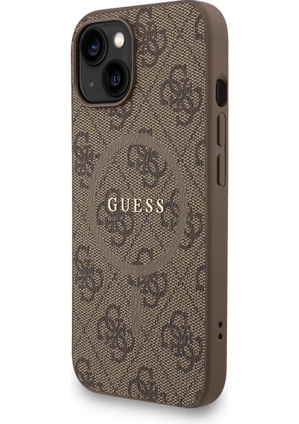 iPhone 15 Uyumlu Kılıf Guess Lisanslı M-Safe Uyumlu Bilek Askı Ipli Yazı Logolu Kapak Kahverengi fiyatları