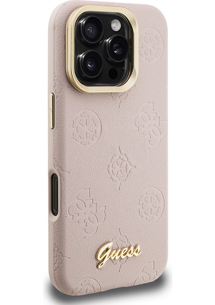iPhone 16 Pro Max Uyumlu Kılıf Guess Lisanslı M-Safe Şarj Özellikli Kamera Standlı Peony Kapak Pembe fırsatları