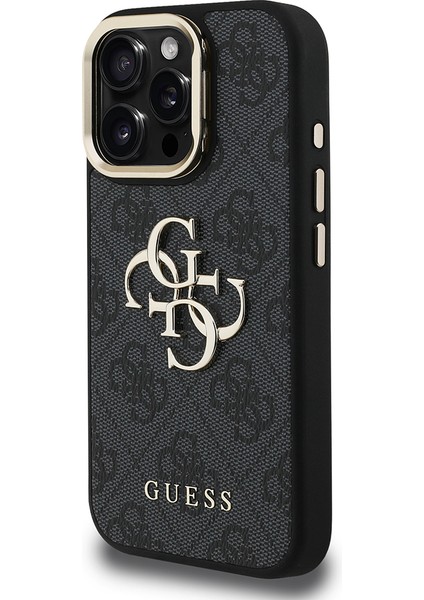 iPhone 16 Pro Uyumlu Kılıf Guess Lisanslı Metal 4g ve Yazı Logolu Kamera Standlı Kapak Siyah fiyatları