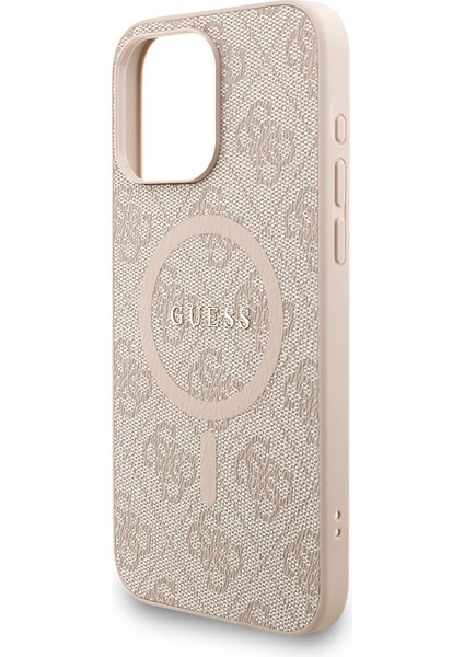 iPhone 15 Pro Max Uyumlu Kılıf Guess Lisanslı M-Safe Uyumlu Bilek Askı Ipli Yazı Logolu Kapak Pembe