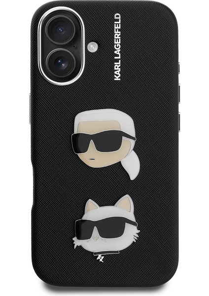 iPhone 16 Uyumlu Kılıf Karl Lagerfeld Lisanslı K&c Heads Pin Kapak Siyah modelleri