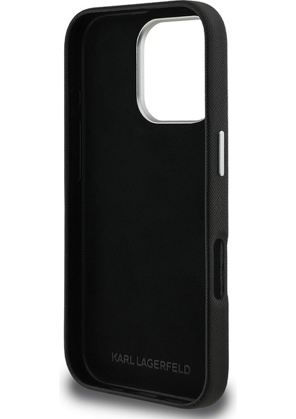iPhone 16 Pro Uyumlu Kılıf Karl Lagerfeld Lisanslı K&c Heads Pin Kapak Siyah