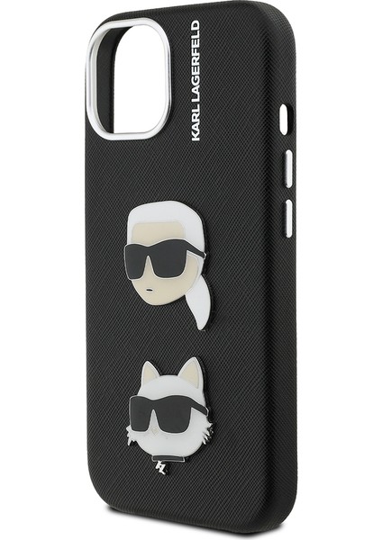 iPhone 14 Uyumlu Kılıf Karl Lagerfeld Lisanslı K&c Heads Pin Kapak Siyah