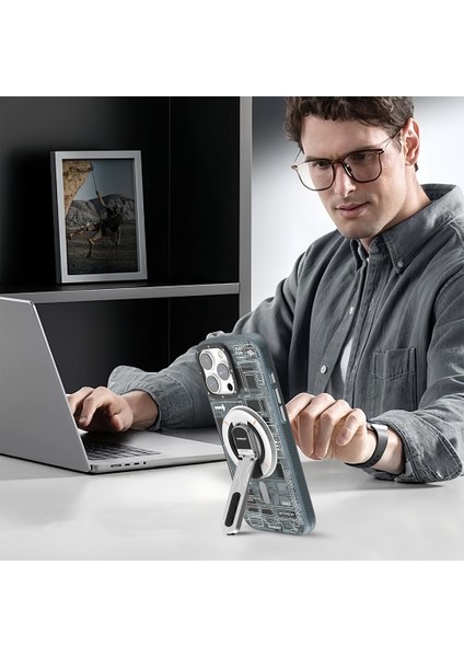 Technology Serisi Telefon ve Tabletler Için Magnetik Ring Stand Beyaz