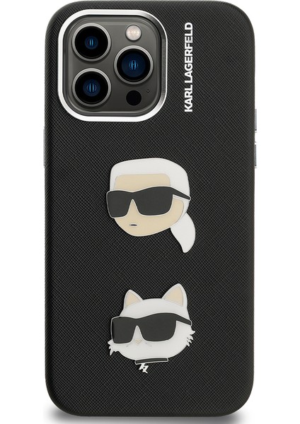 iPhone 14 Pro Max Uyumlu Kılıf Karl Lagerfeld Lisanslı K&c Heads Pin Kapak Siyah modelleri