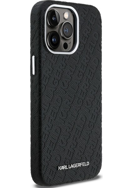 iPhone 14 Pro Max Uyumlu Kılıf Karl Lagerfeld Lisanslı Pu Deri Damgalı Metal Yazı Logolu Kapak Siyah fırsatları