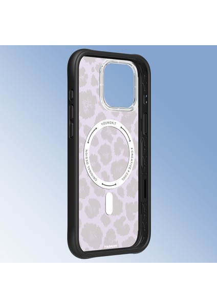 iPhone 16 Pro Uyumlu Kılıf M-Safe Şarj Özellikli Youngkit Leopard Serisi Kapak Mor modelleri