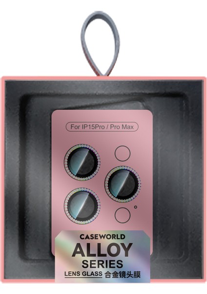 iPhone 15 Pro Uyumlu Alloy Sparkling Diamond Serisi Taşlı Lens Koruyucu Colorful