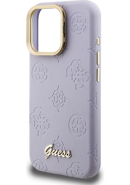 iPhone 15 Pro Max Uyumlu Kılıf Guess Lisanslı M-Safe Şarj Özellikli Kamera Standlı Peony Kapak Mor