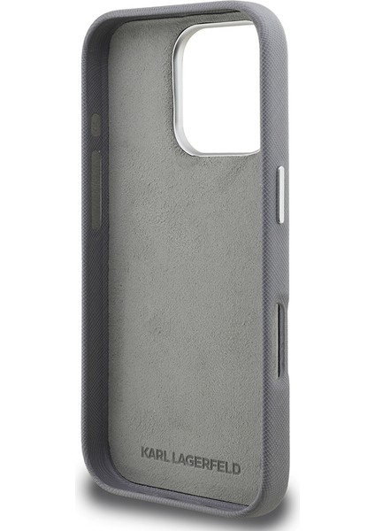 iPhone 16 Pro Uyumlu Kılıf Karl Lagerfeld Lisanslı K&c Heads Pin Kapak Gri