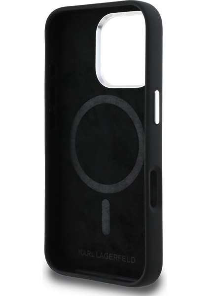iPhone 16 Pro Uyumlu Kılıf Karl Lagerfeld Lisanslı Karl & Choupette Sketch Logo Sililkon Kapak Siyah