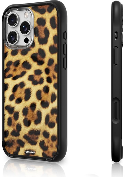iPhone 16 Pro Max Uyumlu Kılıf M-Safe Şarj Özellikli Youngkit Leopard Serisi Kapak Kahverengi fırsatları