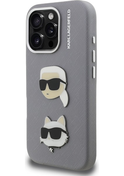 iPhone 16 Pro Max Uyumlu Kılıf Karl Lagerfeld Lisanslı K&c Heads Pin Kapak Gri fiyatları