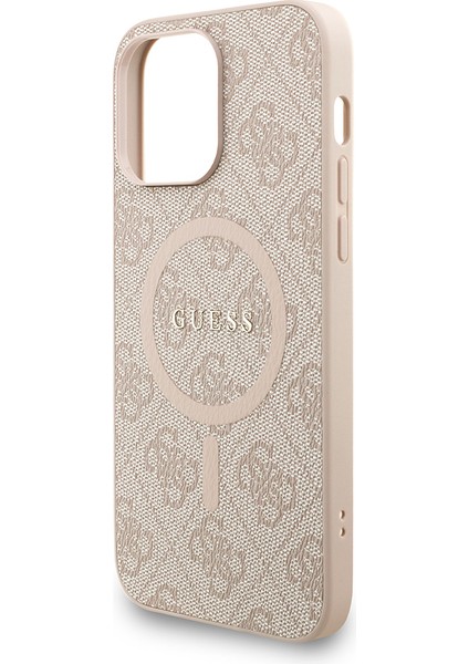 iPhone 13 Pro Max Uyumlu Kılıf Guess Lisanslı M-Safe Uyumlu Bilek Askı Ipli Yazı Logolu Kapak Pembe