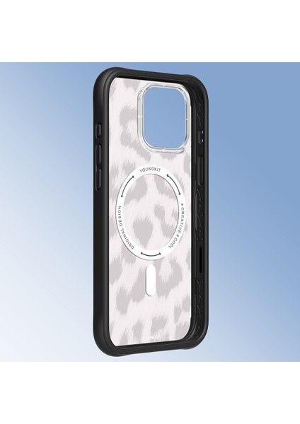 iPhone 16 Pro Uyumlu Kılıf M-Safe Şarj Özellikli Youngkit Leopard Serisi Kapak Siyah modelleri