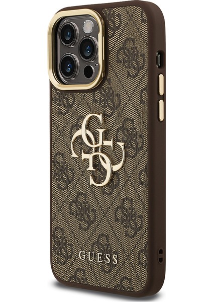 iPhone 13 Pro Max Uyumlu Kılıf Guess Lisanslı Metal 4g ve Yazı Logolu Kamera Standlı Kapak Kahve fiyatları