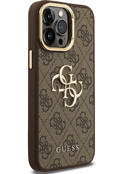 iPhone 13 Pro Max Uyumlu Kılıf Guess Lisanslı Metal 4g ve Yazı Logolu Kamera Standlı Kapak Kahve fırsatları