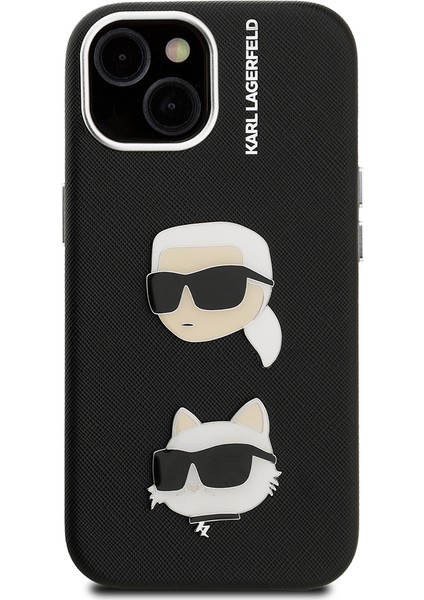 iPhone 15 Uyumlu Kılıf Karl Lagerfeld Lisanslı K&c Heads Pin Kapak Siyah modelleri