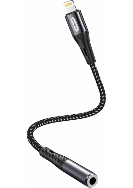 Go Des GD-UC166 Lightning To 3.5mm Aux Çevirici Örgülü Ses Adaptörü Gri