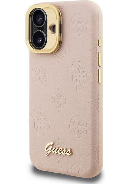 iPhone 16 Uyumlu Kılıf Guess Lisanslı M-Safe Şarj Özellikli Kamera Standlı Pu Deri Peony Kapak Pembe fiyatları