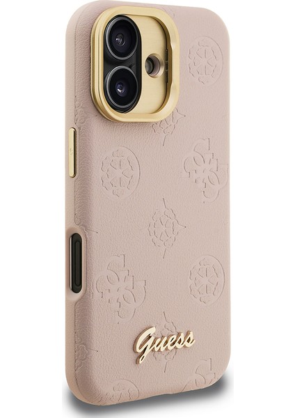 iPhone 16 Uyumlu Kılıf Guess Lisanslı M-Safe Şarj Özellikli Kamera Standlı Pu Deri Peony Kapak Pembe fırsatları