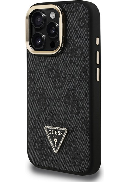 iPhone 16 Pro Uyumlu Kılıf Guess Lisanslı Üçgen Logo 4g Desenli Kamera Standlı Kapak Siyah fiyatları