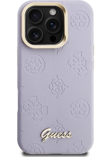 iPhone 16 Pro Max Uyumlu Kılıf Guess Lisanslı M-Safe Şarj Özellikli Kamera Standlı Peony Kapak Mor modelleri