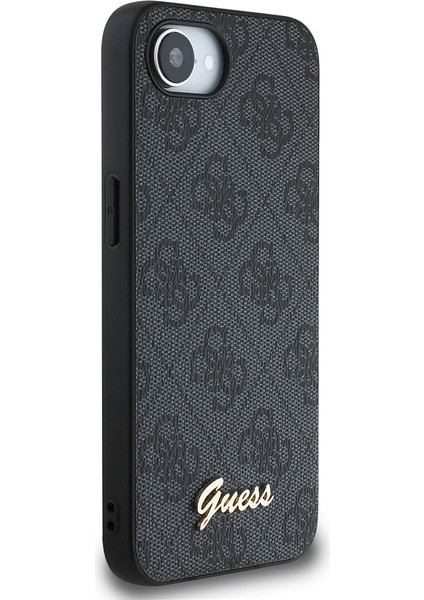 iPhone 16E Uyumlu Kılıf Guess Orjinal Lisanslı 4g Desenli Script Metal Logolu Kapak Siyah fırsatları