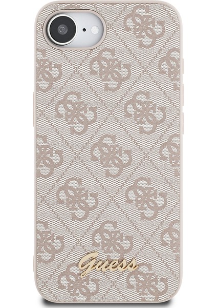 iPhone 16E Uyumlu Kılıf Guess Orjinal Lisanslı 4g Desenli Script Metal Logolu Kapak Pembe modelleri