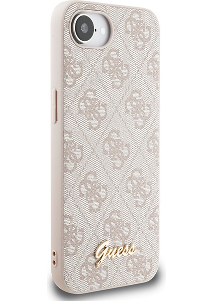 iPhone 16E Uyumlu Kılıf Guess Orjinal Lisanslı 4g Desenli Script Metal Logolu Kapak Pembe fırsatları